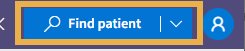 Toolbar with yellow highlight box around the Find patient button.